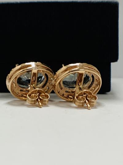 Gold Aquamarine and Diamond stud earrings 5.12ct 2