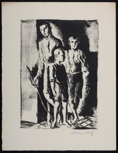 Adrien HOLY - Les enfants, 1930 - Lithographie originale 2