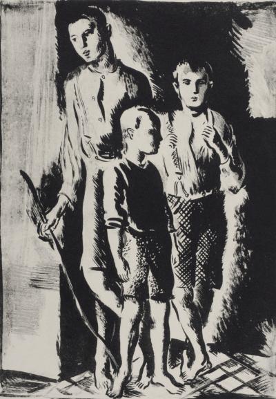 Adrien HOLY - Les enfants, 1930 - Lithographie originale 2