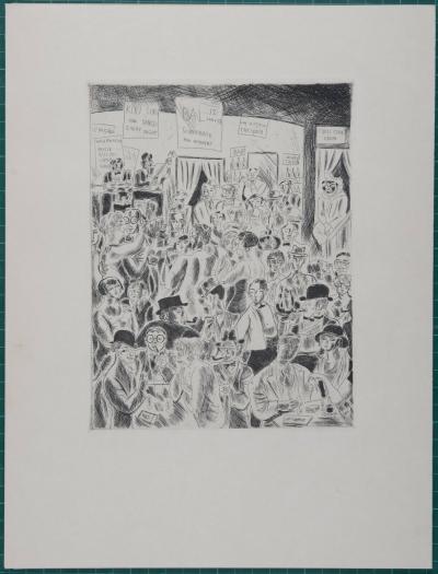 Jean OBERLÉ - Au Jockey (Montparnasse),1927 - Original Etching 2