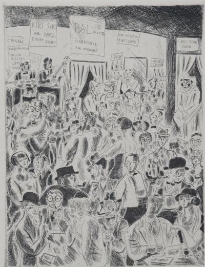 Jean OBERLÉ - Au Jockey (Montparnasse),1927 - Original Etching 2
