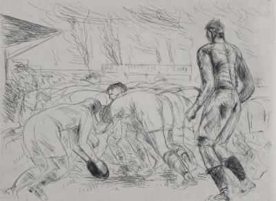 André DUNOYER DE SEGONZAC - La Mêlée, Rugby,1927 - Gravure originale 2
