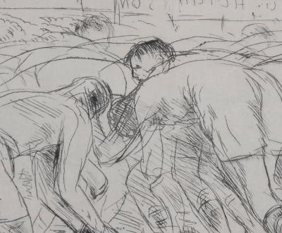 André DUNOYER DE SEGONZAC - La Mêlée, Rugby,1927 - Gravure originale 2