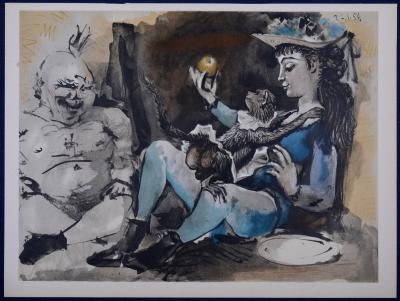 Pablo PICASSO  - Monkey and model,1954 - Original lithograph 2
