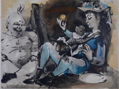 Pablo PICASSO  - Monkey and model,1954 - Original lithograph 2