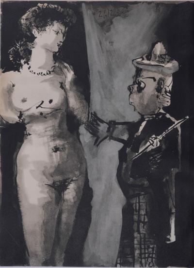 Pablo PICASSO - Artiste et modèle,1954 - Lithographie originale 2