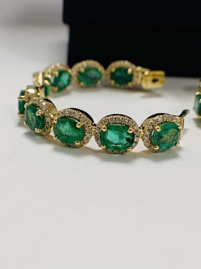 Yellow Gold Emerald and Diamond hoop earrings 5.43ct 2