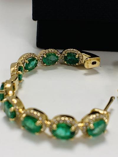 Yellow Gold Emerald and Diamond hoop earrings 5.43ct 2
