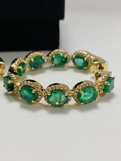 Yellow Gold Emerald and Diamond hoop earrings 5.43ct 2