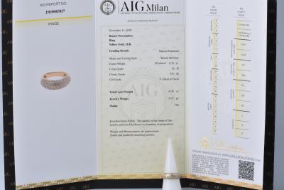 Bague en or jaune 18 carats, pavée de 69 diamants ronds brillants naturels de 0,70 ct au total. 2