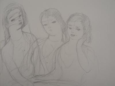 Marie LAURENCIN : Trois jeunes filles, dessin original signé 2