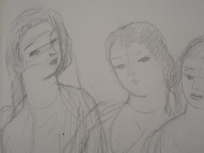 Marie LAURENCIN : Trois jeunes filles, dessin original signé 2