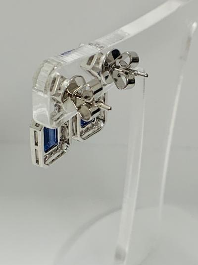 White Gold Sapphire and Diamond drop earrings 2.13ct 2