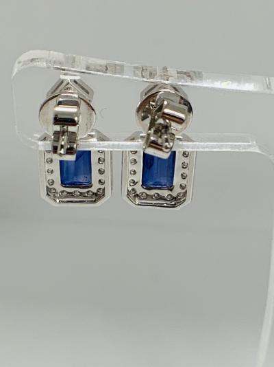 White Gold Sapphire and Diamond drop earrings 2.13ct 2