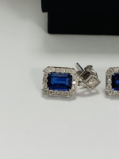 White Gold Sapphire and Diamond drop earrings 2.13ct 2