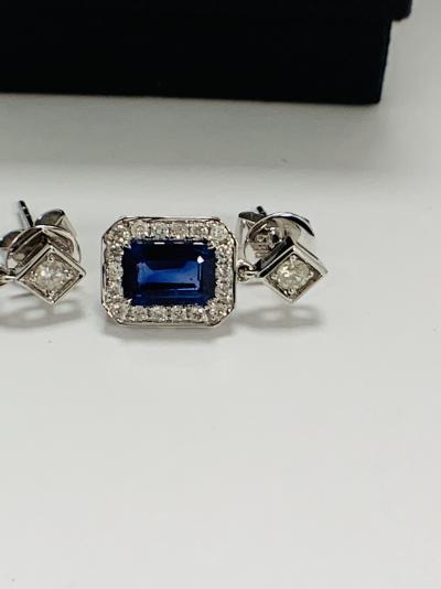White Gold Sapphire and Diamond drop earrings 2.13ct 2