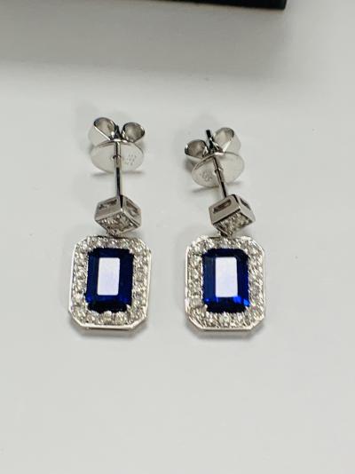 White Gold Sapphire and Diamond drop earrings 2.13ct 2