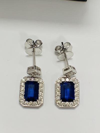 White Gold Sapphire and Diamond drop earrings 2.13ct 2