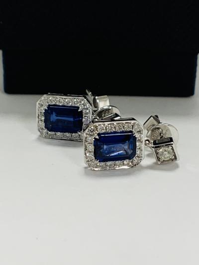 White Gold Sapphire and Diamond drop earrings 2.13ct 2