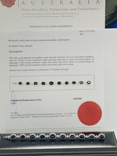 Bracelet en or blanc saphir et diamant de 24.08 carats 2