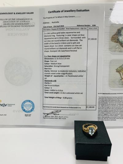 Yellow Gold Aquamarine and Diamond ring 4.75ct 2