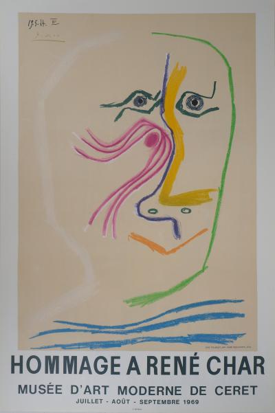 Pablo PICASSO (d’après) : Hommage à René Char - 1969 - Affiche lithographique 2