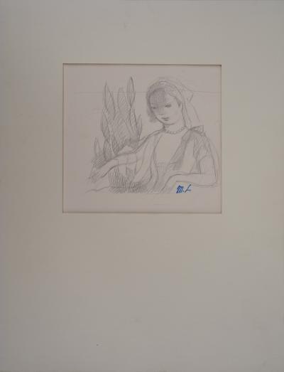 Marie LAURENCIN : Jeune fille au jardin, Dessin original signé 2