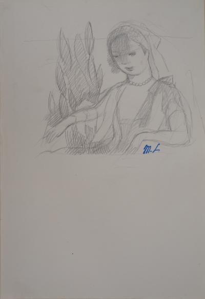 Marie LAURENCIN : Jeune fille au jardin, Dessin original signé 2