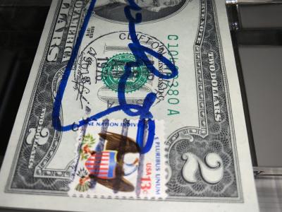 Andy WARHOL - Billet de 2$  - Billet signé au feutre 2