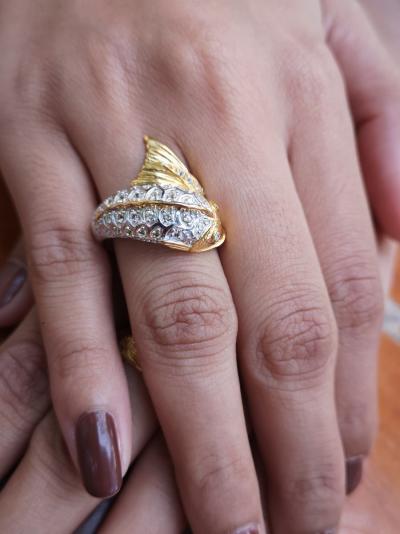 Bague poisson en argent saphirs multicolores et de diamants 2