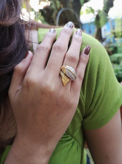 Bague poisson en argent saphirs multicolores et de diamants 2