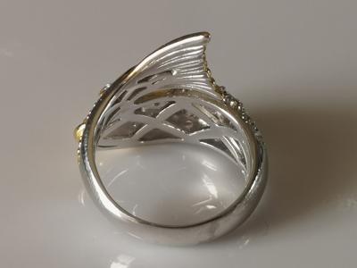 Bague poisson en argent saphirs multicolores et de diamants 2