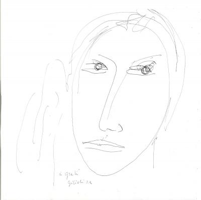 Emile GILIOLI - Visage de Femme, 1972 - Dessin signé et dédicacé 2