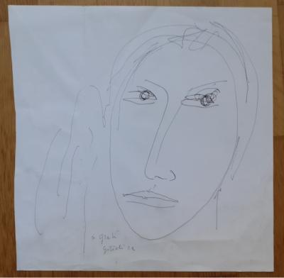 Emile GILIOLI - Visage de Femme, 1972 - Dessin signé et dédicacé 2