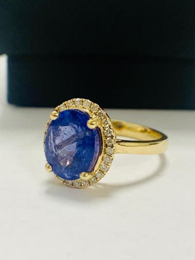 14ct Yellow Gold Tanzanite and Diamond ring 2