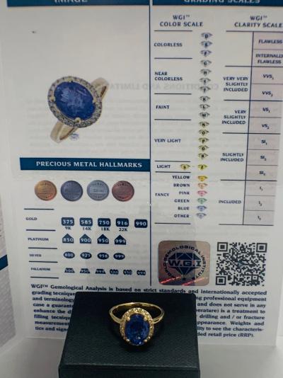 14ct Yellow Gold Tanzanite and Diamond ring 2