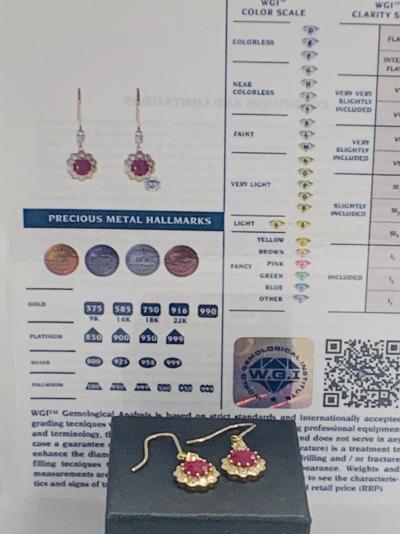 14ct Yellow Gold 2.22ct Ruby and Diamond earrings 2