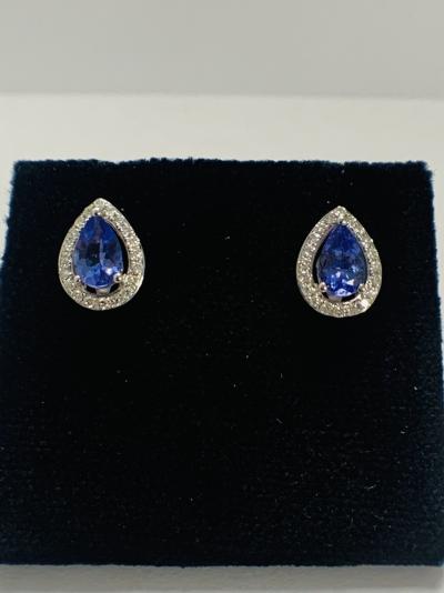 9Ct White Tanzanite Diamond Stud Earrings, 0.17Ct 2