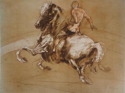 Claude WEISBUCH: Jeux équestres -  Lithographie originale signée 2