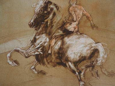 Claude WEISBUCH: Jeux équestres -  Lithographie originale signée 2