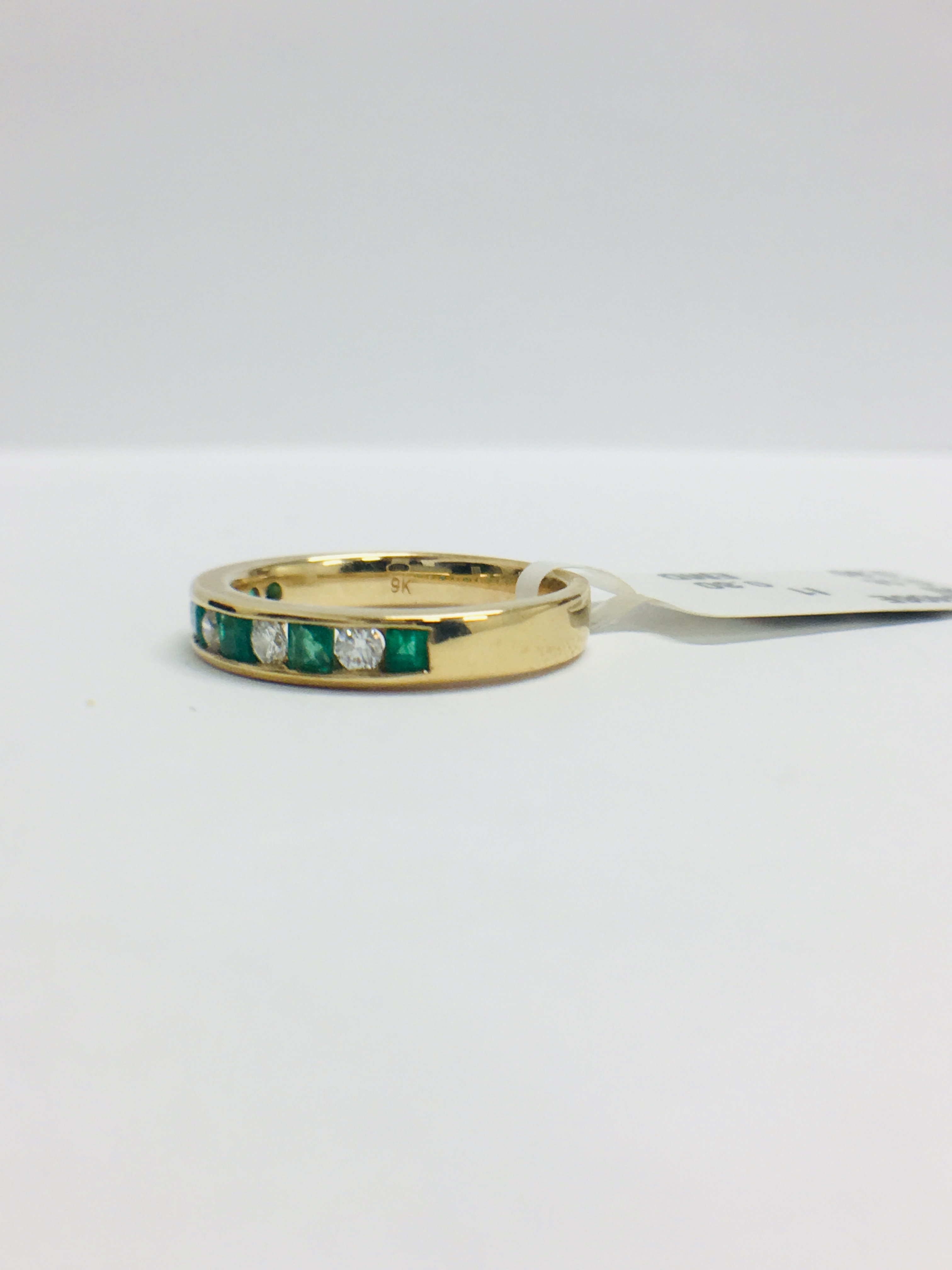 Bague Solitaire Or 14k Avec Diamant 0,27 Ct Et Diamants Sur Rail - Vintage