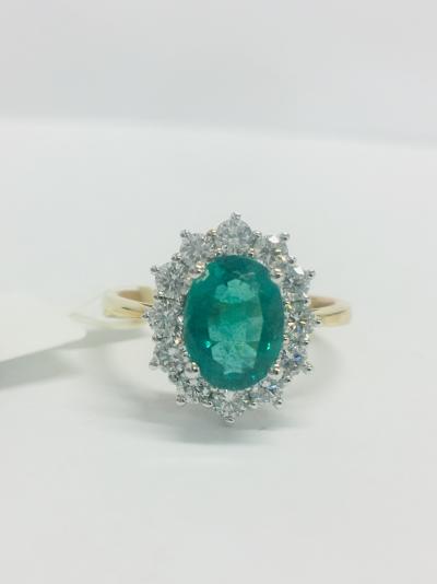 Bague marguerite émeraude et diamants 2