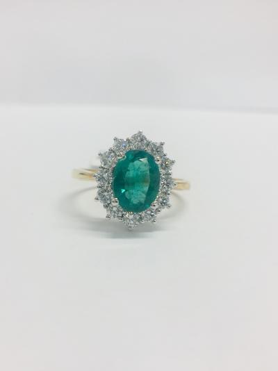 Bague marguerite émeraude et diamants 2