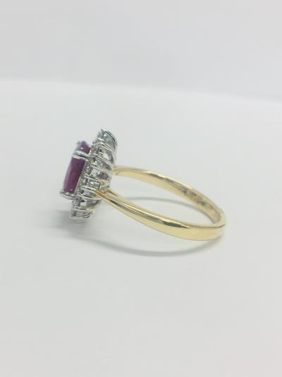 Bague marguerite en or blanc/jaune rubis et diamants 2