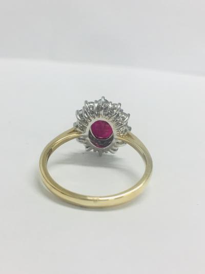 Bague marguerite en or blanc/jaune rubis et diamants 2