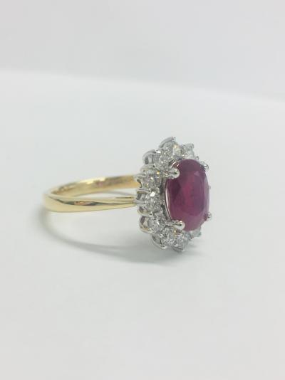 Bague marguerite en or blanc/jaune rubis et diamants 2