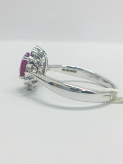 Bague Or Blanc 18 ct. Diamants et Rubis 1.10 ct. 2