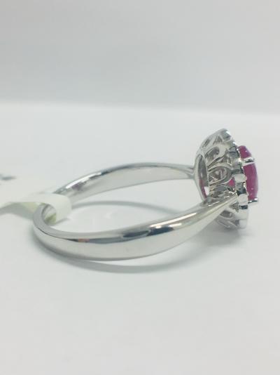 Bague Or Blanc 18 ct. Diamants et Rubis 1.10 ct. 2