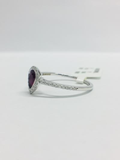 Bague or blanc rubis et diamants 2