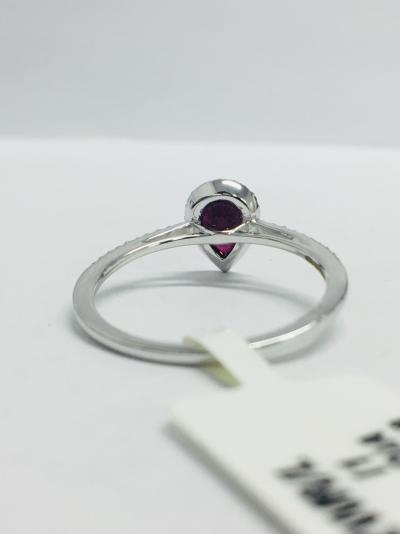 Bague or blanc rubis et diamants 2
